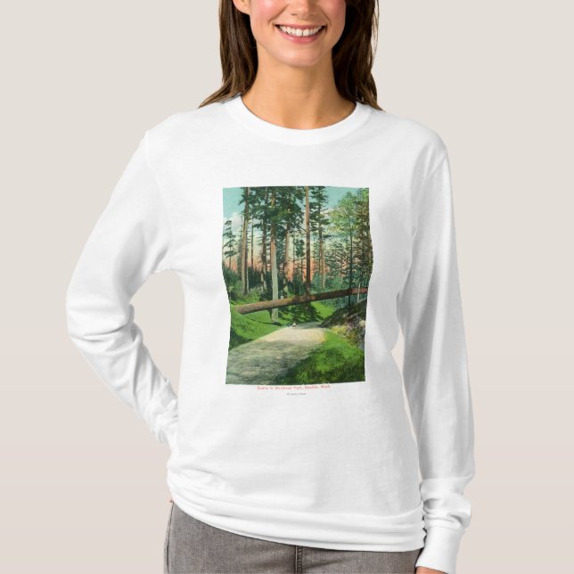 A Fallen Tree at Woodland Park Scene T-Shirt (Front)