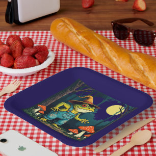 A Familiar Toad Witch Foraging At Night Paper Plates