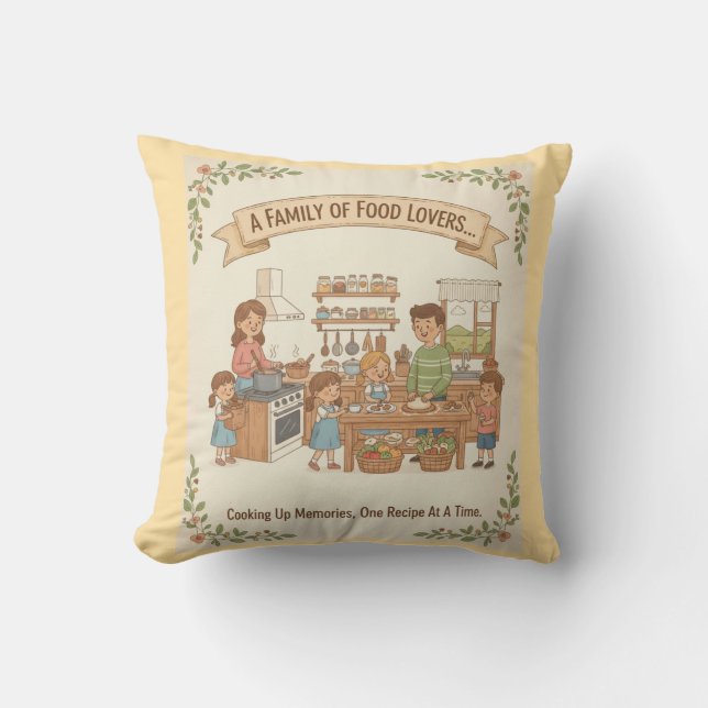 A Family Of Food Lovers Throw Pillow (Front)