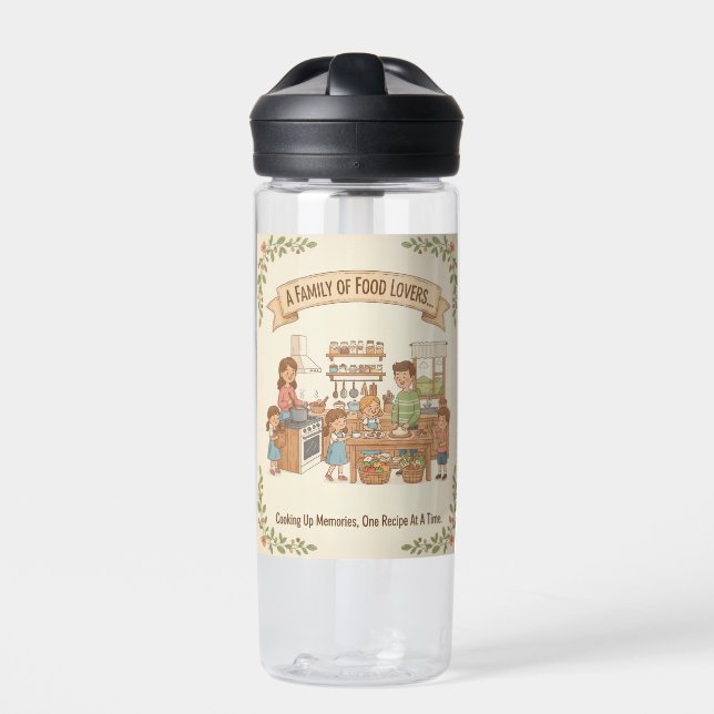 A Family Of Food Lovers Water Bottle (Front)
