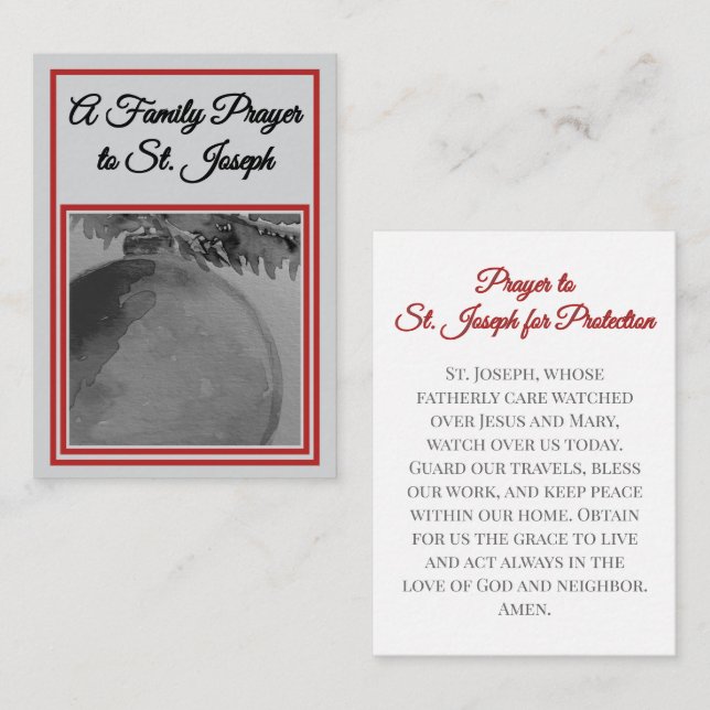 A Family Prayer to St. Joseph Prayer Card (Front/Back)