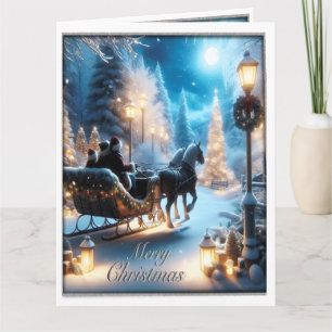 A Family Sleigh Ride Christmas Greeting Card