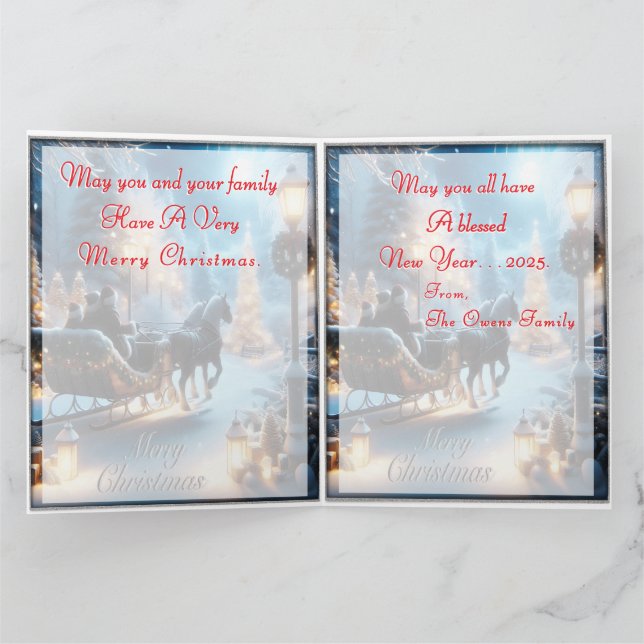 A Family Sleigh Ride Christmas Greeting Card (Inside)