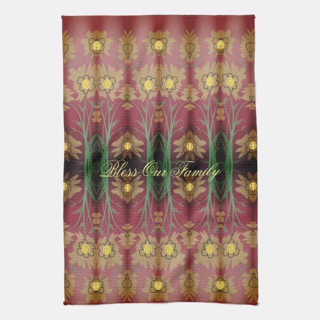 A Fancy Rose And Yellow Tea-Towel Kitchen Towel (Vertical)