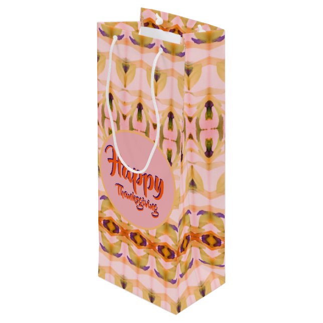 A Fancy Thanksgiving Wine Paper Gift Bag (Back Angled)