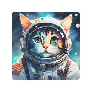 A fantasy cat astronaut  metal print