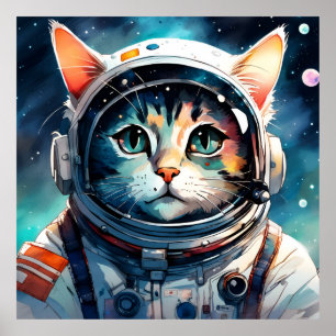 A fantasy cat astronaut  poster