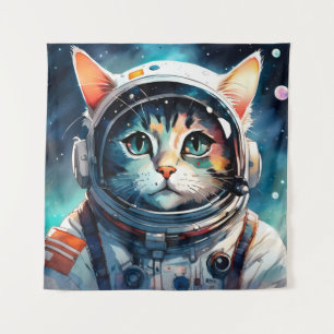 A fantasy cat astronaut tapestry
