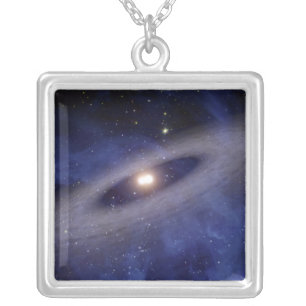 A faraway solar system silver plated necklace