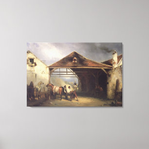 A Farrier shoeing a Horse Canvas Print