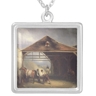 A Farrier shoeing a Horse Silver Plated Necklace