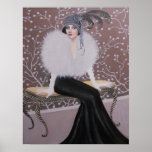 A FASHIONABLE ART DECO LADY POSTER<br><div class="desc">Original acrylic art deco figure painting by Dian... ... ..A very elegant and feminine lady of the art deco era seated on a bench. An item that would enhance any part of your home. Perfect for contemporary decor.  Also a great gift for vintage lovers.</div>