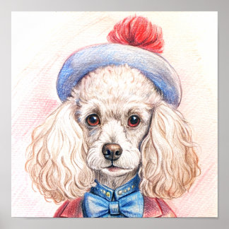 A Fashionable Dog Dressed In Human Attire Poster