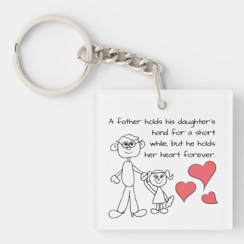 A Father Holds His Daughters Hand Keychain