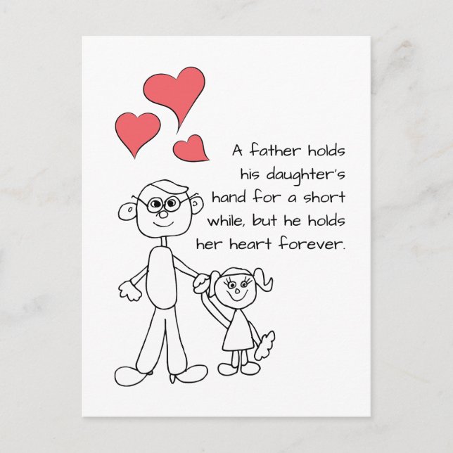A Father Holds His Daughter's Hand Postcard (Front)