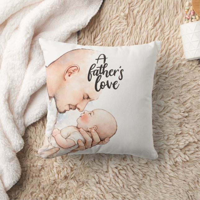 A Father's Tender Moment Throw Pillow (Blanket)