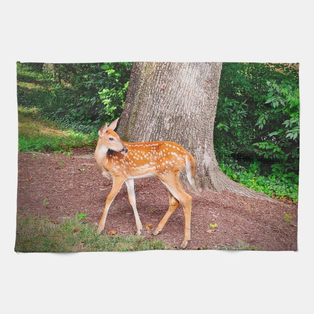A fawn kitchen towel (Horizontal)