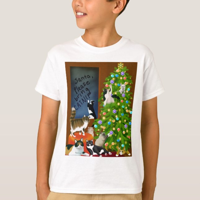 A Feline Family Christmas Kids' T-Shirt (Front)