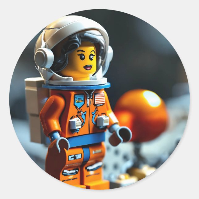 A female astronaut classic round sticker (Front)