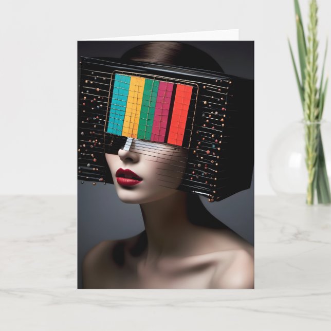 A female Colorful TV Head All Occasion Card (Front)