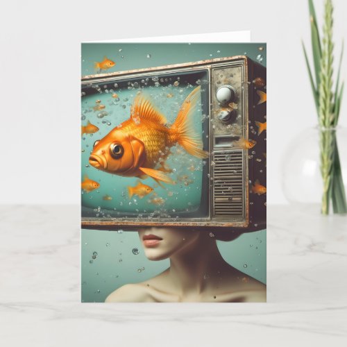 A female goldfish TV Head Retro All Occasion Card
