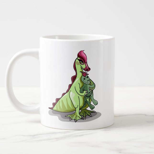 A Female Hadrosaurus Holding A Doll. Giant Coffee Mug (Left)