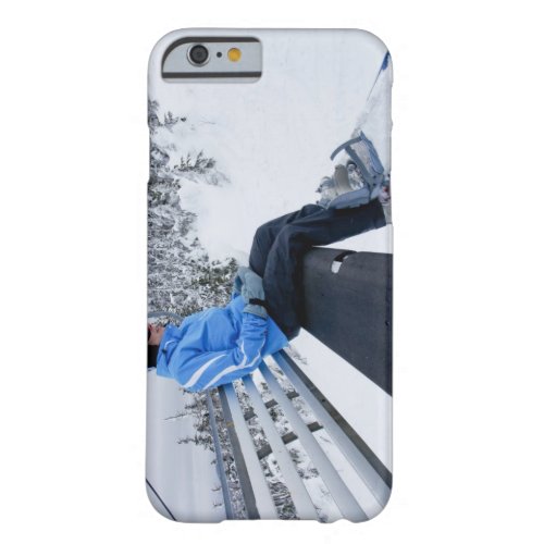 A female snowboarder rides the chair lift in New Barely There iPhone 6 Case