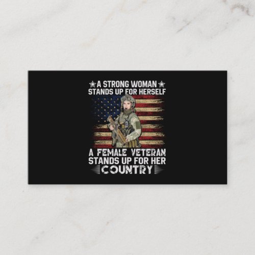 a female veteran stands up for her country business card
