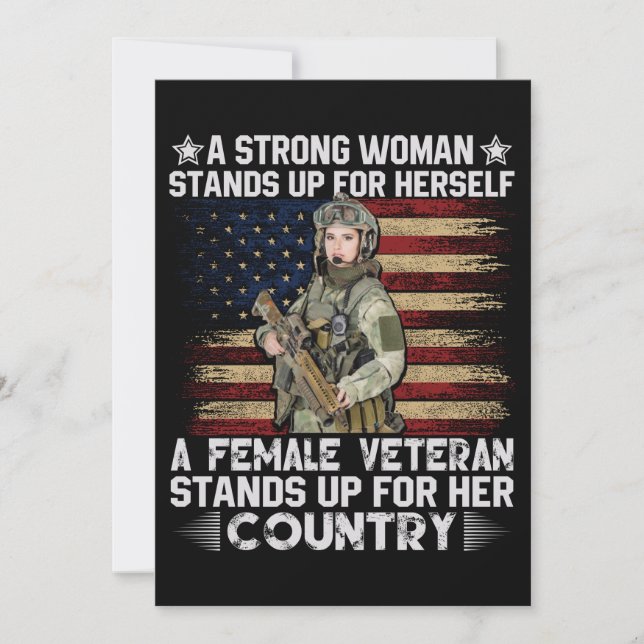 a female veteran stands up for her country save the date (Front)