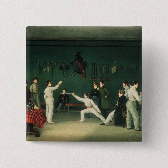A Fencing Scene, 1827 Pinback Button (Front)