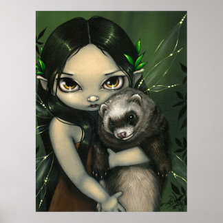 A Ferret and his Fairy ART PRINT fantasy ferrets