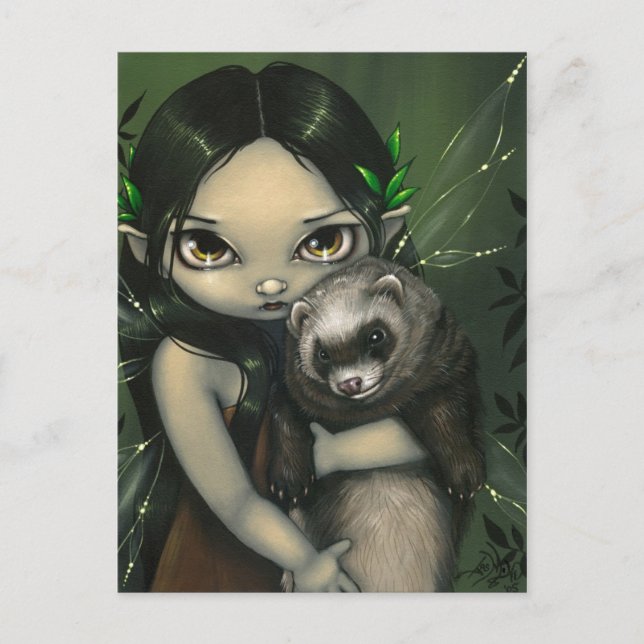 "A Ferret and His Fairy" Postcard (Front)