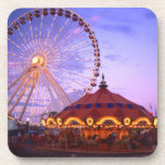 A Ferris Wheel And Carousel At The Navy Pier In Beverage Coaster at Zazzle