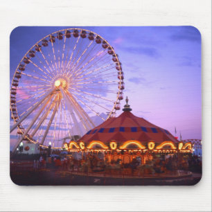 A ferris wheel and carousel at the Navy Pier in Mouse Pad