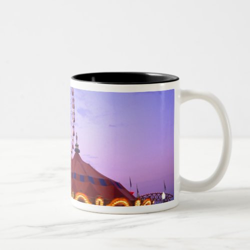 A ferris wheel and carousel at the Navy Pier in Two_Tone Coffee Mug