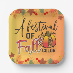 A festival of fall colors autumn Thanksgiving Paper Plates