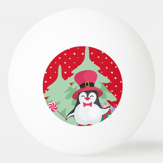 A Festive Christmas Penguin - 1 Ping Pong Ball (Front)
