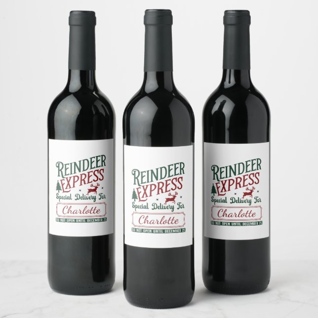 A festive delivery from the Reindeer Express team Wine Label (Bottles)