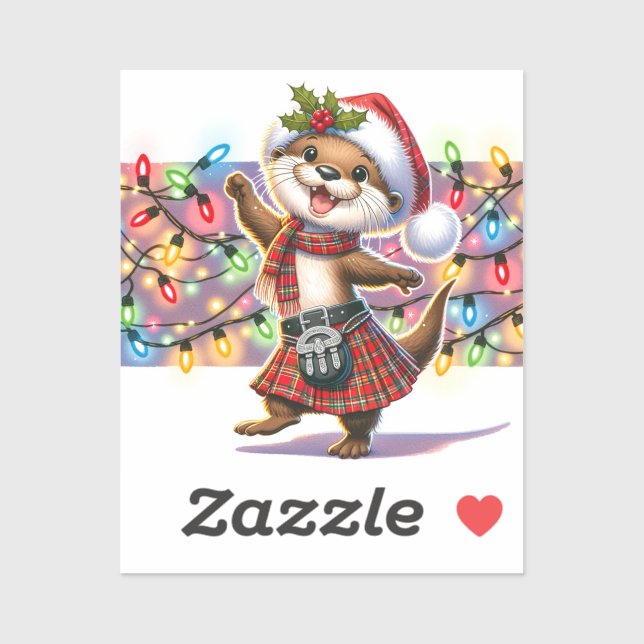 A Festive Scottish Christmas Otter Sticker (Sheet)