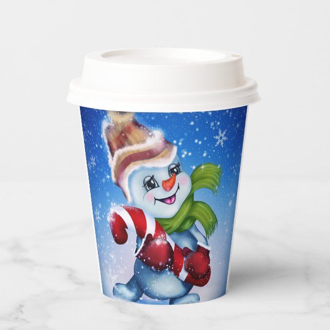 A festive snowman    paper cups (Front)