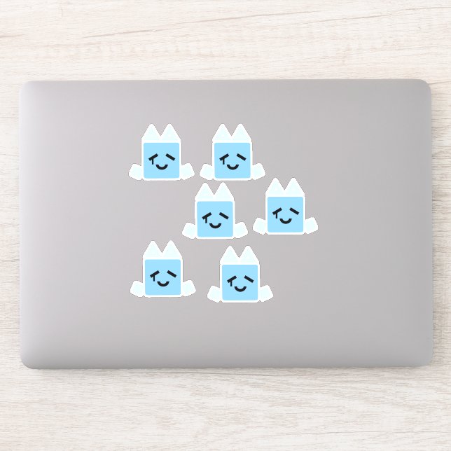 A few Happy cube cyan jsab sticker Zazzle