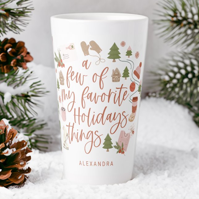 A Few of My Favourite Holiday Things Illustration  Latte Mug
