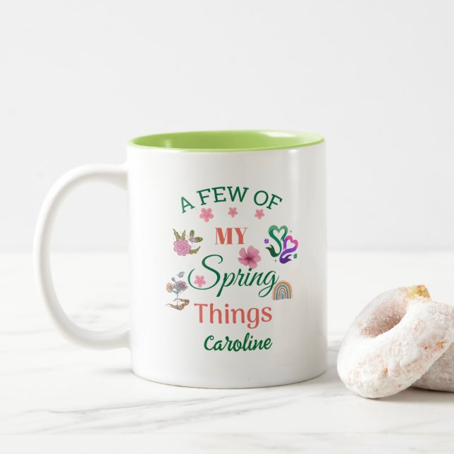 A Few of My Spring Things – Spring Art Two-Tone Coffee Mug (With Donut)