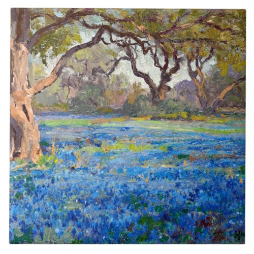 A Field of Bluebonnets at Alamo Heights 1919 Ceramic Tile