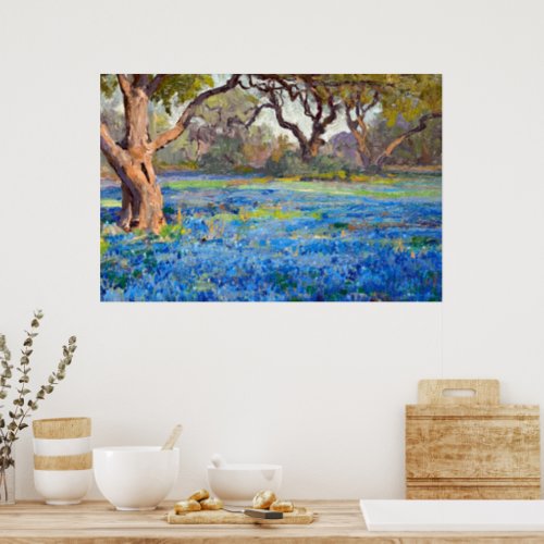 A Field of Bluebonnets at Alamo Heights 1919 Poster
