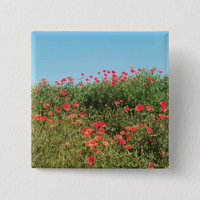 A Field of Poppy Flowers Button (Front)