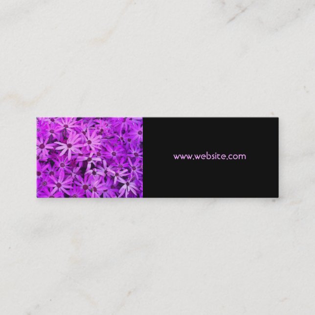 A field of Purple and Pink Daisies Mini Business Card (Front)