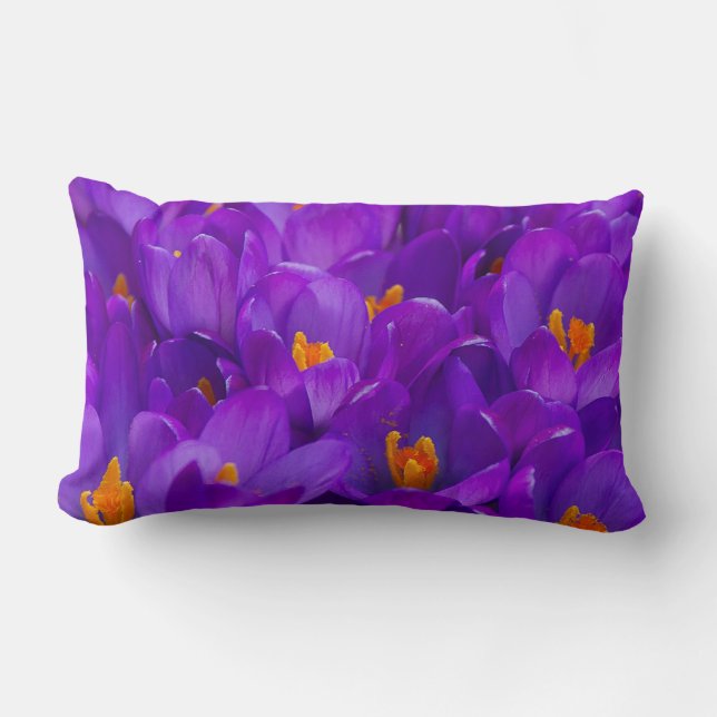 A Field of Purple Crocuses Lumbar Pillow (Front)