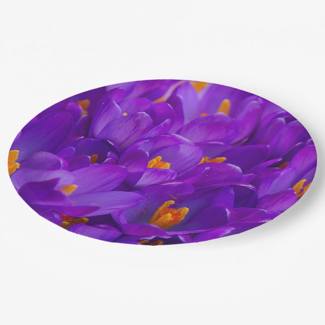 A Field of Purple Crocuses Paper Plates (Angled)