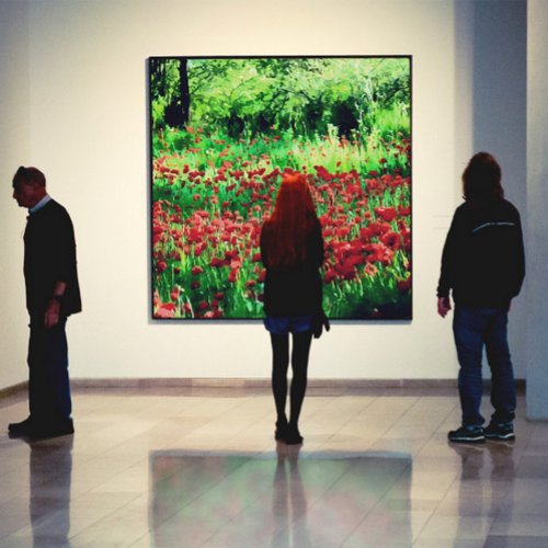 A Field Of Red Wildflowers Landscape Art Canvas Print